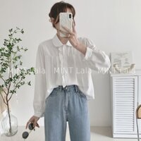 Áo Kiểu Nữ Cổ Sen Phối Bèo Dài Tay Vintage Mềm Mát