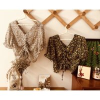 ÁO KIỂU NỮ CROPTOP HOA VINTAGE_ THỜI TRANG NỮ CAO CẤP_ÁO XINH HÀN QUỐC 8866(hình thật shop chụp nhé)