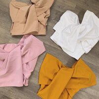Áo kiểu nữ croptop kết nơ lưng bo thun  - Da