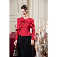 Áo Kiểu Nữ 𝐂𝐂𝐇𝐀𝐓 Dáng Ôm Kiểu Nơ Xinh Chất Liệu Tuytsi Phối Voan Cao Cấp 24ADE2012OT