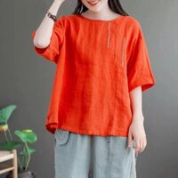 Áo kiểu nữ form rộng fullsize M đến 2XL, áo đũi nữ thêu hoa họa tiết dễ mix đồ - Đỏ - L