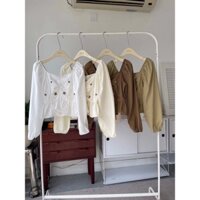 Áo Kiểu Nữ Hàn Quốc Tay Dài Nhún Cách Điệu
