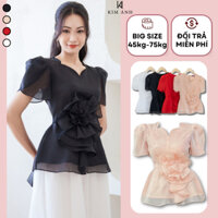 Áo Kiểu Nữ KIM ÁNH Chất Tơ Voan Đi Tiệc Áo Thiết Kế Nữ Đính Hoa Trước Công Sở Bigsize Cao Cấp AK33016
