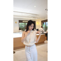 Áo kiểu nữ lệch vai Camille áo nữ vải tơ cao cấp cách điệu buộc dây thắt nơ xinh