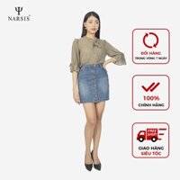 Áo Kiểu Nữ Narsis L9049 Voan Chiffon Mềm Mịn, Màu Xanh Rêu, Thoáng Mát, Phù Hợp Thời Trang Công Sở