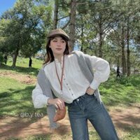 Áo kiểu nữ phối cổ tàu cúc dừa | Naxi Shirt - IShe by Tea