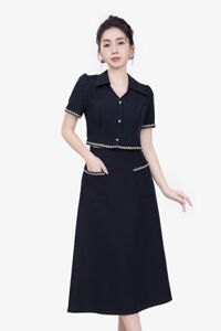 Áo kiểu nữ phối viền dáng ngắn