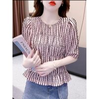 Áo kiểu nữ tay bồng xếp ly, che bắp tay to mẫu mới mùa hè cho nữ