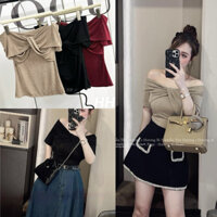 Áo kiểu nữ trễ vai nơ sexxy, Áo thun kiểu nhũ dáng ôm AT6585 - NhiNhi Shop