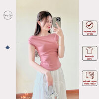 Áo kiểu nữ trễ vai Spring tiểu thư thanh lịch chất cotton mềm mịn Aotrevai291/P10K10