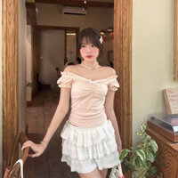 Áo Kiểu Nữ Trễ Vai Tay Bồng Đính Nơ Coquette Mùa Hè Noiree - NA480