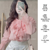 Áo kiểu nữ voan tơ bèo tay dài hàng thiết kế chuẩn xinh nhiều màu 2 lớp , áo kiểu Neru