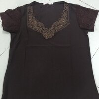 Áo kiểu phối ren viền cổ thời trang trung niên