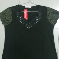 Áo kiểu phối ren viền cổ thời trang trung niên