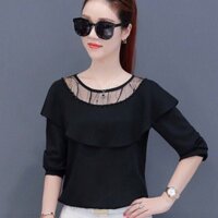 Áo kiểu phối ren viền hạt