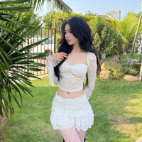 ÁO KIỂU REN CỔ VUÔNG - ÁO KIỂU CÚP NGỰC REN XUYÊN THẤU TAY LOE ÔM BODY CỰC SEXY GỢI CẢM DÀNH CHO NỮ CHIZISHOP