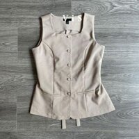 Áo kiểu sát nách linen màu nâu