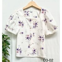 Áo kiểu sơ mi cổ vuông tay ngắn nhún vai thời trang xinh