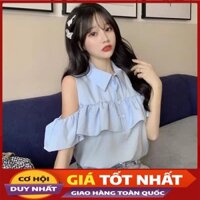 Áo Kiểu Sơ Mi Hở Vai Phối Bèo Phong Cách Hàn Quốc M2983 - Violet