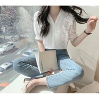 áo kiểu sơ mi ren thắt nơ lưng tiểu thư ORDER - kèm ảnh thật