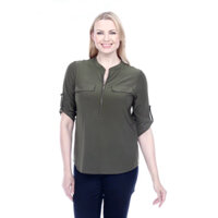 Áo Kiểu Sơ Mi Thun Lạnh Tay Lỡ Cổ V Giả Túi AUW Hàng Xuất Xịn Chất Cao Cấp Mịn Đẹp Thoáng Khí Mát Co Giãn