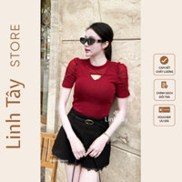 Áo Kiểu Tay Bồng Cổ Cách Điệu, Chất Liệu Cotton , Hàng Cao Cấp Kiểu Dáng Trẻ Trung, Sang Trọng LINH TÂY STORE AKI5008