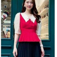 Áo Kiểu Tay Lỡ Sang Chảnh _ Cổ Chữ V Kết Hợp Eo Xếp Ly