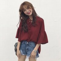 Áo kiểu tay loe vạt high-low (new 100%)