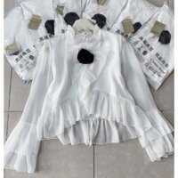 ÁO KIỂU TƠ BÈO ĐÍNH HOA CỔ TIỂU THƯ