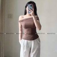 Áo kiểu trễ vai nữ phong cách tiểu thư Hàn Quốc-AQUA STYLE