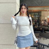 Áo Kiểu Trễ Vai Tay Dài Loe Form Ôm Body