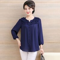 ÁO KIỂU TRUNG NIÊN - Form Rộng Cổ Bèo Đính Nút Rất Trang Nhã 💕 Có Bigsize 💕