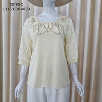 Áo kiểu Trung Niên Nữ Cao Cấp - Thun Tăm Lưới May 2 Lớp Họa Tiết Đính Hạt Đá Cao Cấp  - Quỳnh Anh - CL23190