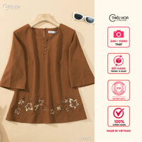 Áo kiểu trung niên thiết kế chất liệu Linen thun cao cấp thương hiệu Thiều Hoa AN4L0225