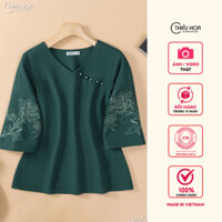 Áo kiểu trung niên thiết kế tinh tế, chất liệu linen thấm hút tốt thương hiệu Thiều Hoa AN4L0103