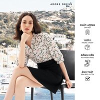 Áo kiểu tunic thô lụa hoa nhí phối ren 411TO1070 ADORE DRESS