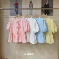 Áo kiểu vải N3.5 HN nt baby doll buộc nơ A776 XonXen 299PCT