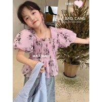 Áo kiểu vải voan tơ nhún màu hồng có dây 2613