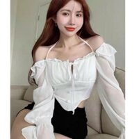 ÁO KIỂU VOAN BẸT VAI DÂY TAY LOE CÔNG CHÚA HÉO ÚA BV218