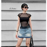 Áo kiểu xuyên thấu La Boutique sexy nữ tính quyến rũ mặc đi tiệc dạo phố