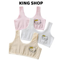 Áo lá cho bé gái họa tiết mèo Hello Kitty, cotton co giãn 4 chiều Louis19 B533