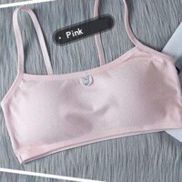 Áo lá học sinh 2 dây - áo lá có mút không gọng áo lót cho bé gái tuổi dậy thì lớp 6 màu trắng màu đen màu xám màu hồng - Màu hồng