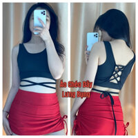 Áo Lẻ Thể Thao Nữ Áo Chéo Dây Lưng Bụng Emmoy Sport