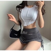 Áo Lệch Tà Xéo Vạt Croptop Siêu Hót