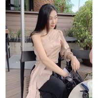 Áo Lệch Vai Satin Lụa