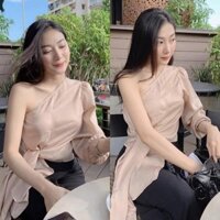 Áo Lệch Vai Satin Lụa