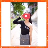 Áo lệch vai tay dài đen, sang chảnh, năng động, đi chơi, hàng thanh lý [Hình thật tự chụp]