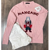 Áo len 2hand màu hồng gấu