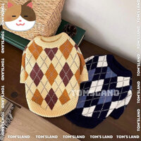 Áo Len Basic Quả Trám Kẻ Tam Giác Thu Đông Cho Chó Mèo - Áo Len Thu Đông Cho Thú Cưng - Siêu Dầy Dặn, Ấm Áp, Co Giãn