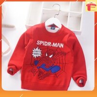 Áo len bé trai dài tay 2-7 tuổi 2 lớp xuất Hàn hình ngộ nghĩnh đanh sợi không bai xù
